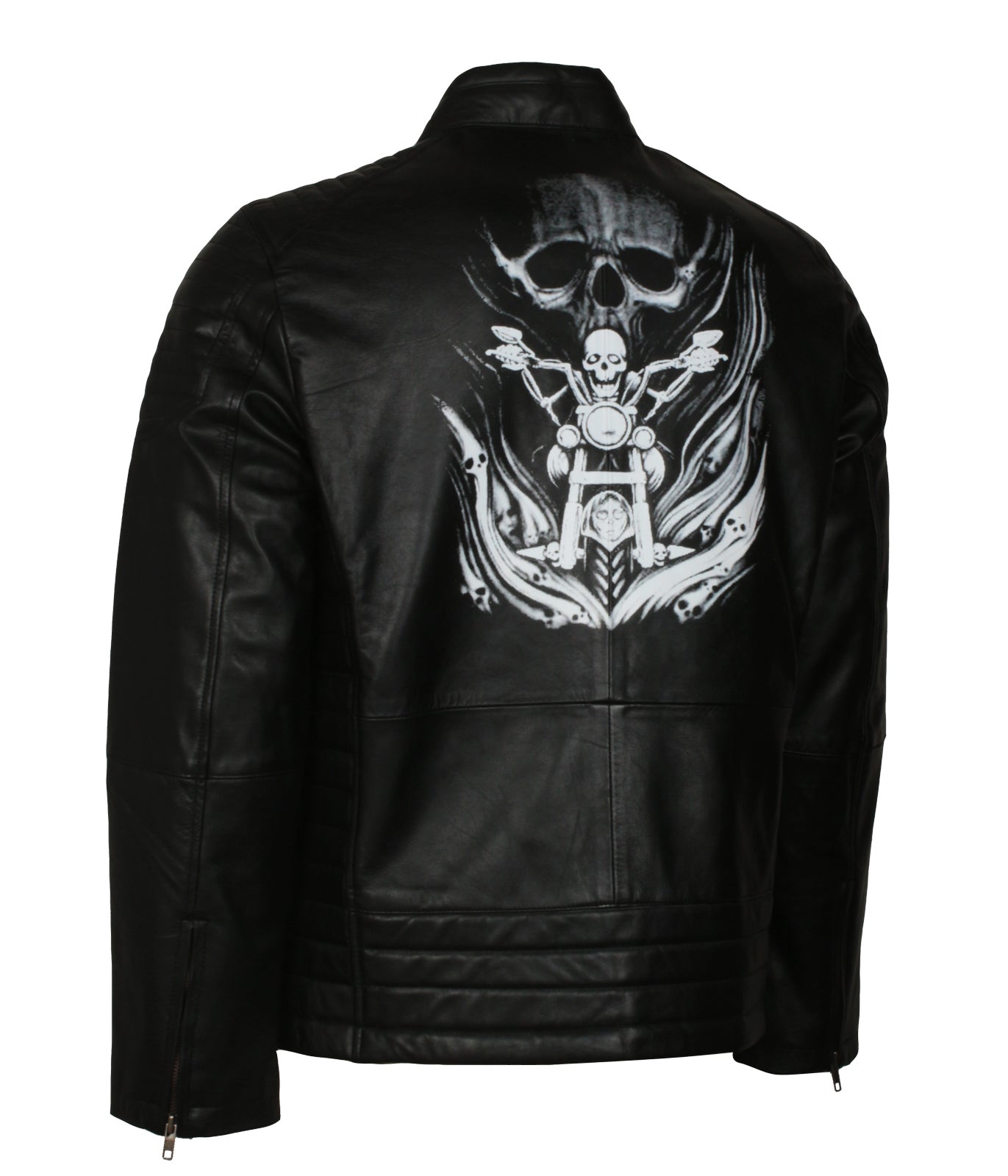 Biker Ghost Rider Mens Skull Motorcycle Leather Jacket