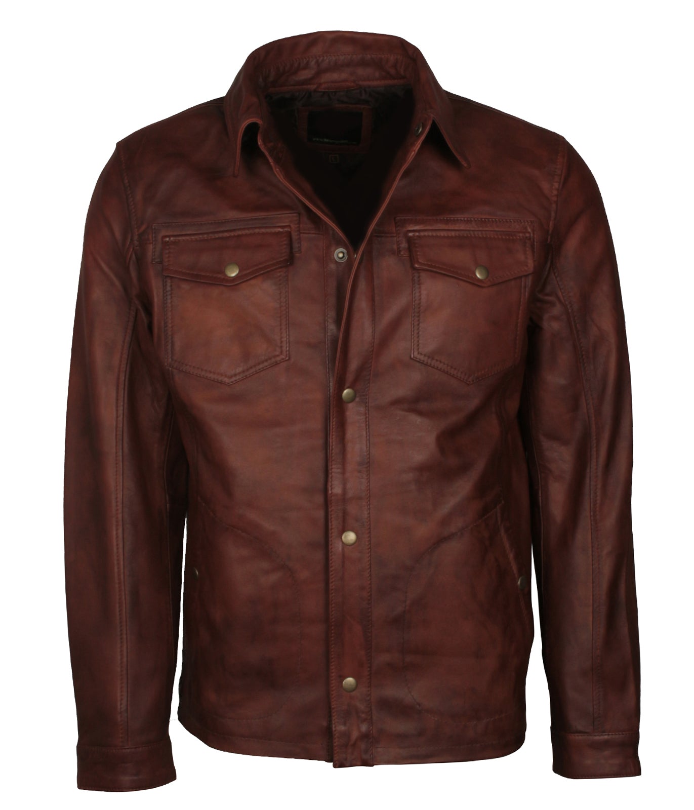 Biker Dusty Brown Mens Classic American Italian Mobster Leather Jacket