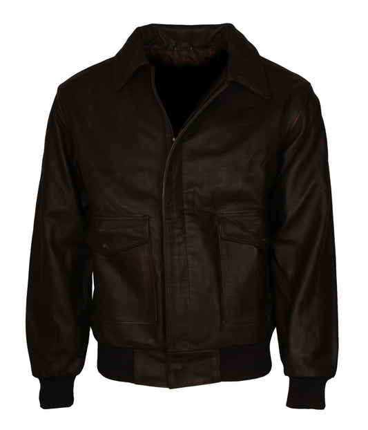 Designer Black Mens Biker Leather Flight Jacket - Men's Designer Aviator Jacket