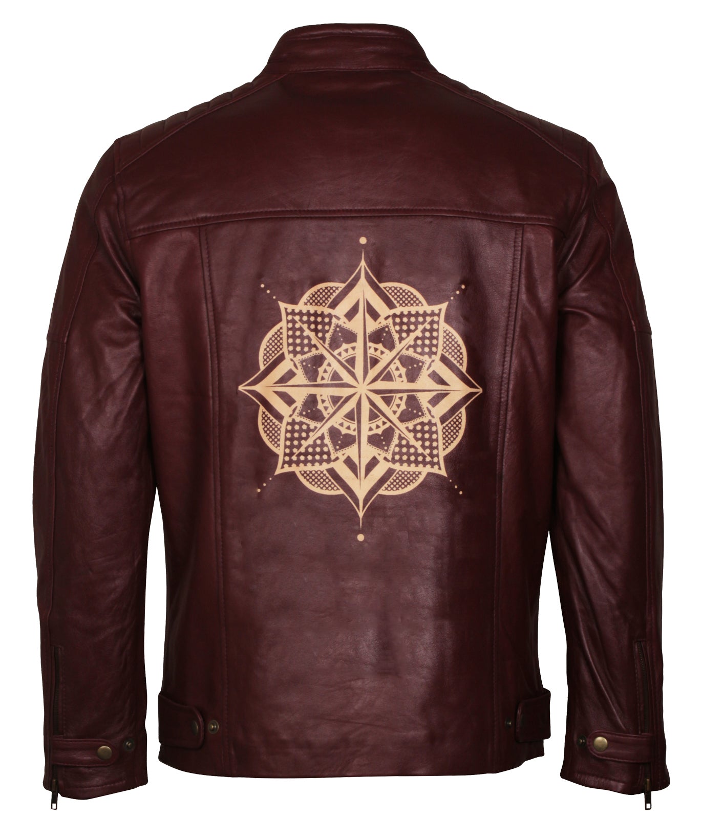 Maroon Cultural Heritage Moto GP Leather Jacket
