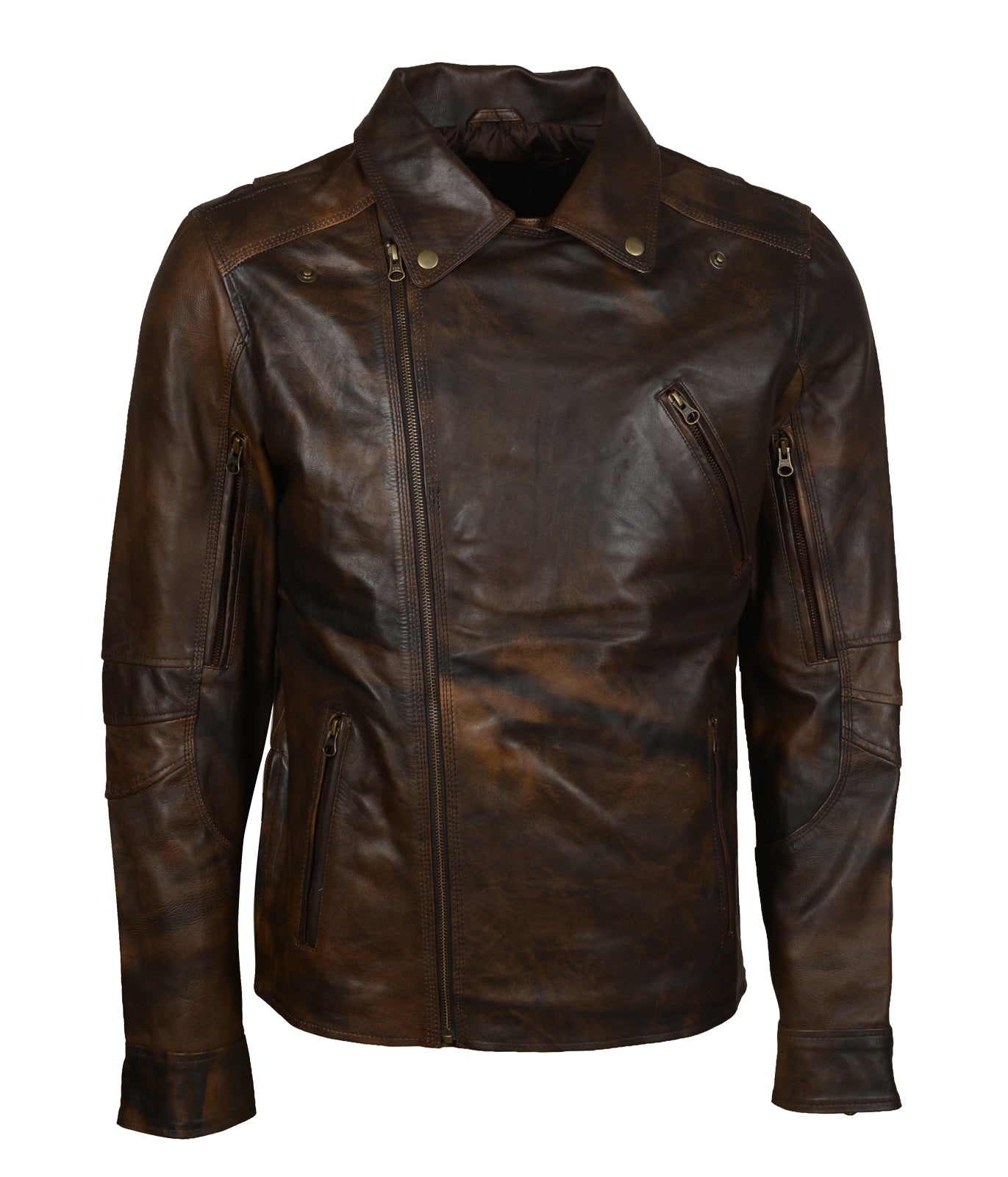 Motorcycle Brown Waxed Mens Vintage Leather Brando Jacket