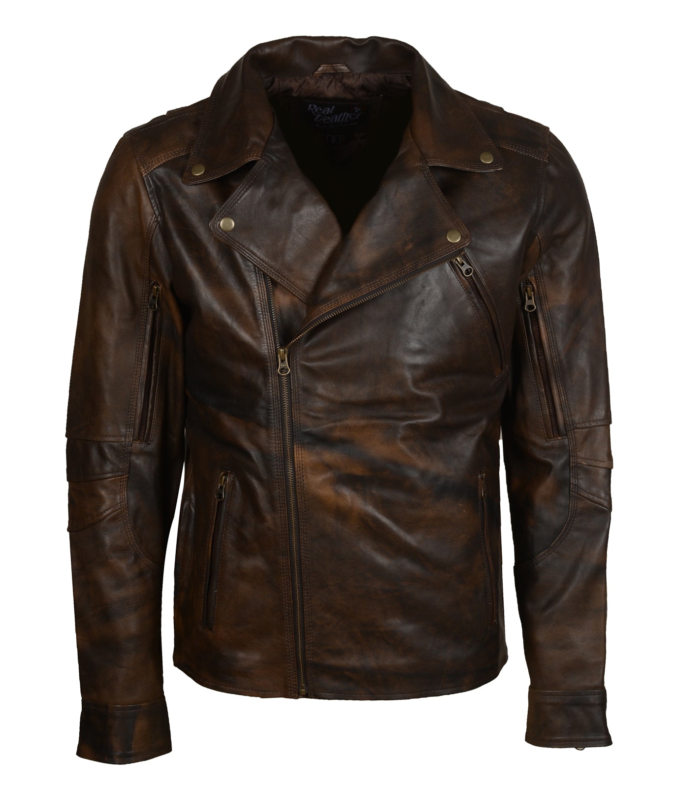 Motorcycle Brown Waxed Mens Vintage Leather Brando Jacket