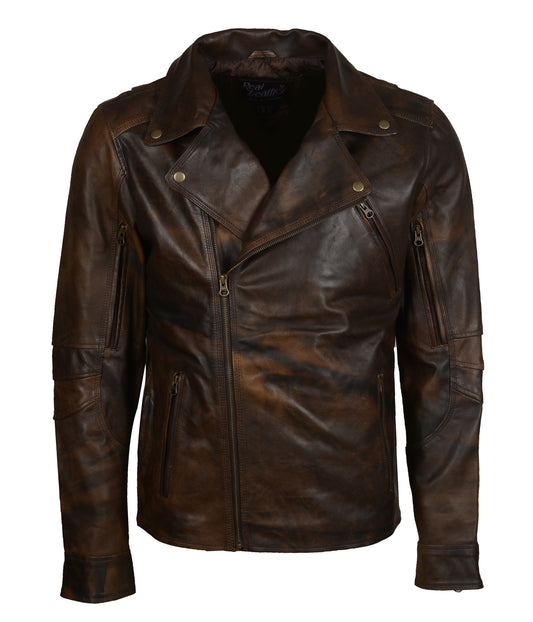 Motorcycle Brown Waxed Mens Vintage Leather Brando Jacket