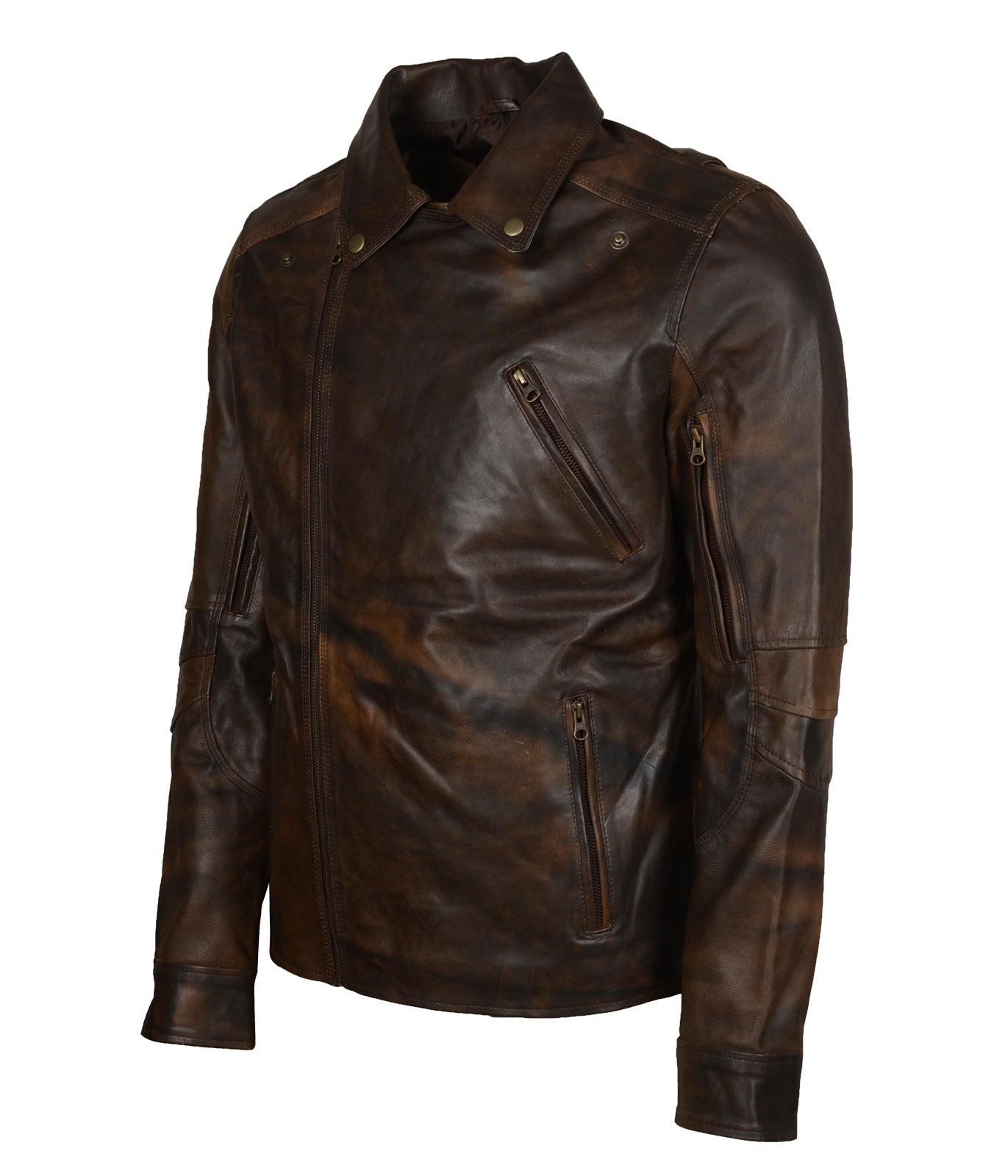 Motorcycle Brown Waxed Mens Vintage Leather Brando Jacket