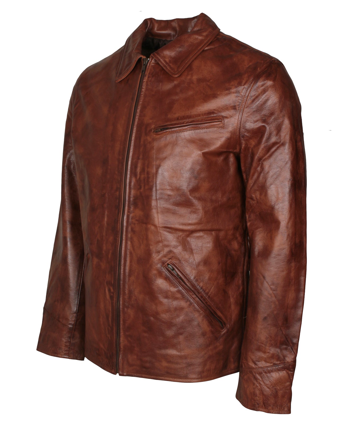 Vintage Brown Waxed Mens Antique Biker Leather Jacket