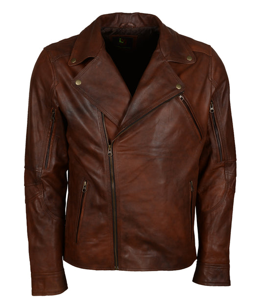 Vintage Mens Brown Antique Motorcycle Leather Jacket